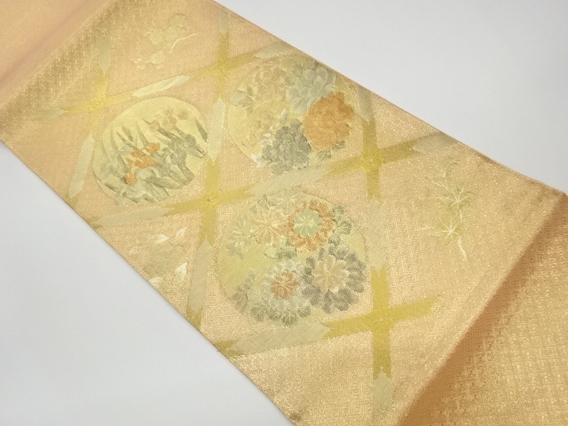 JAPANESE KIMONO / VINTAGE FUKURO OBI / SAGANISHIKI / WOVEN FLOWERS